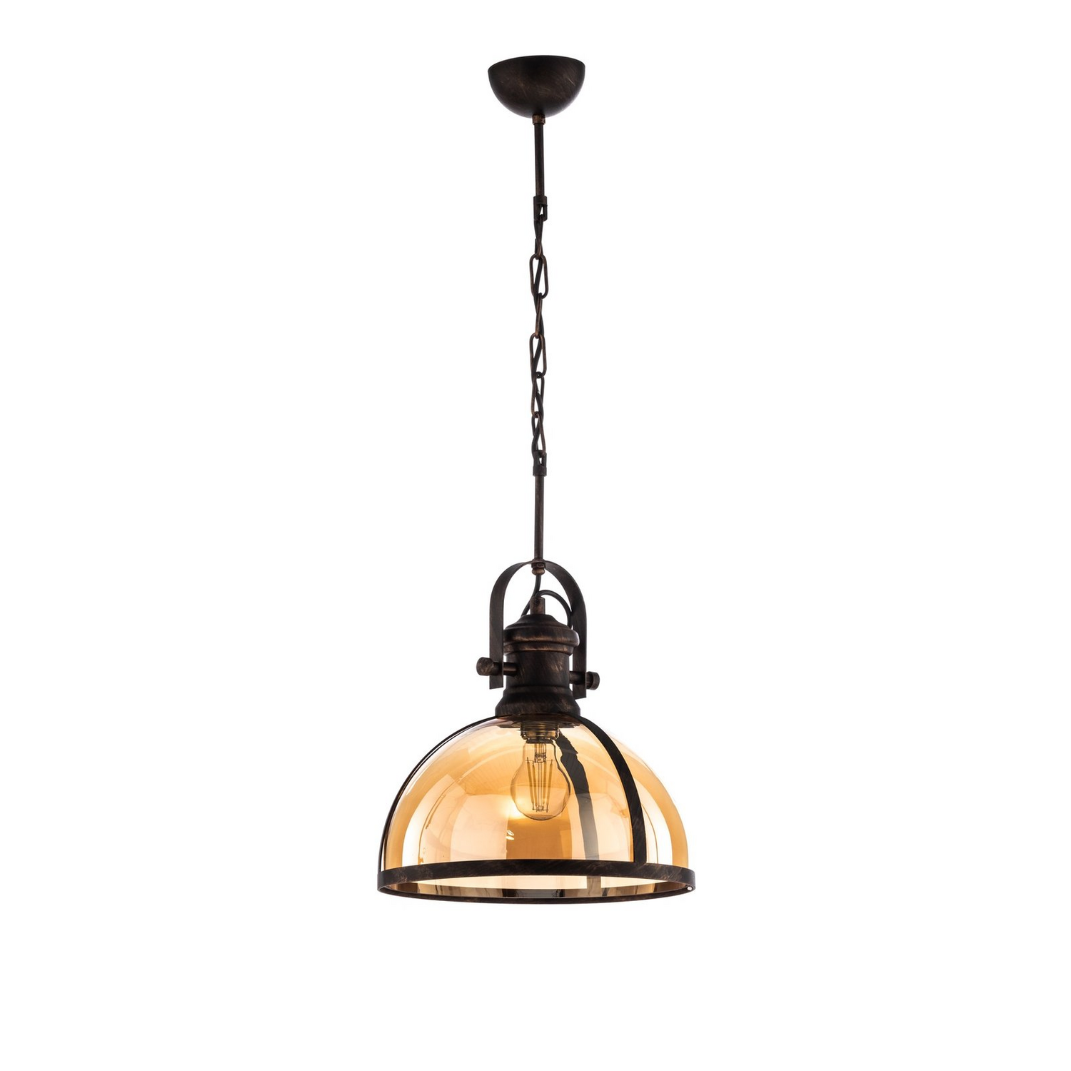 Avonni Hängelampe Av 5063 1 Bsy Hängeleuchte Leuchte Glasschirm Kupfer Schwarz B-Ware - 8698957181099