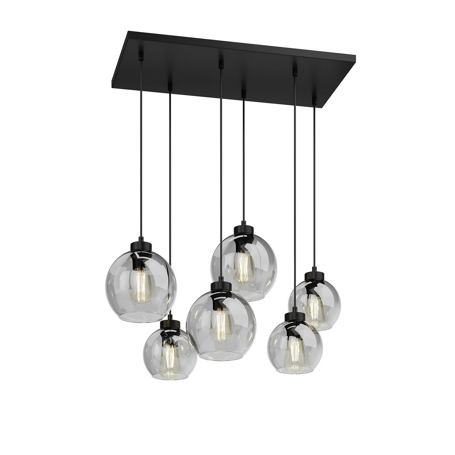B-Ware Euluna Hängeleuchte Cubus Hängelampe Lampe Leuchte Sechsflammig E27 Glas Graphit