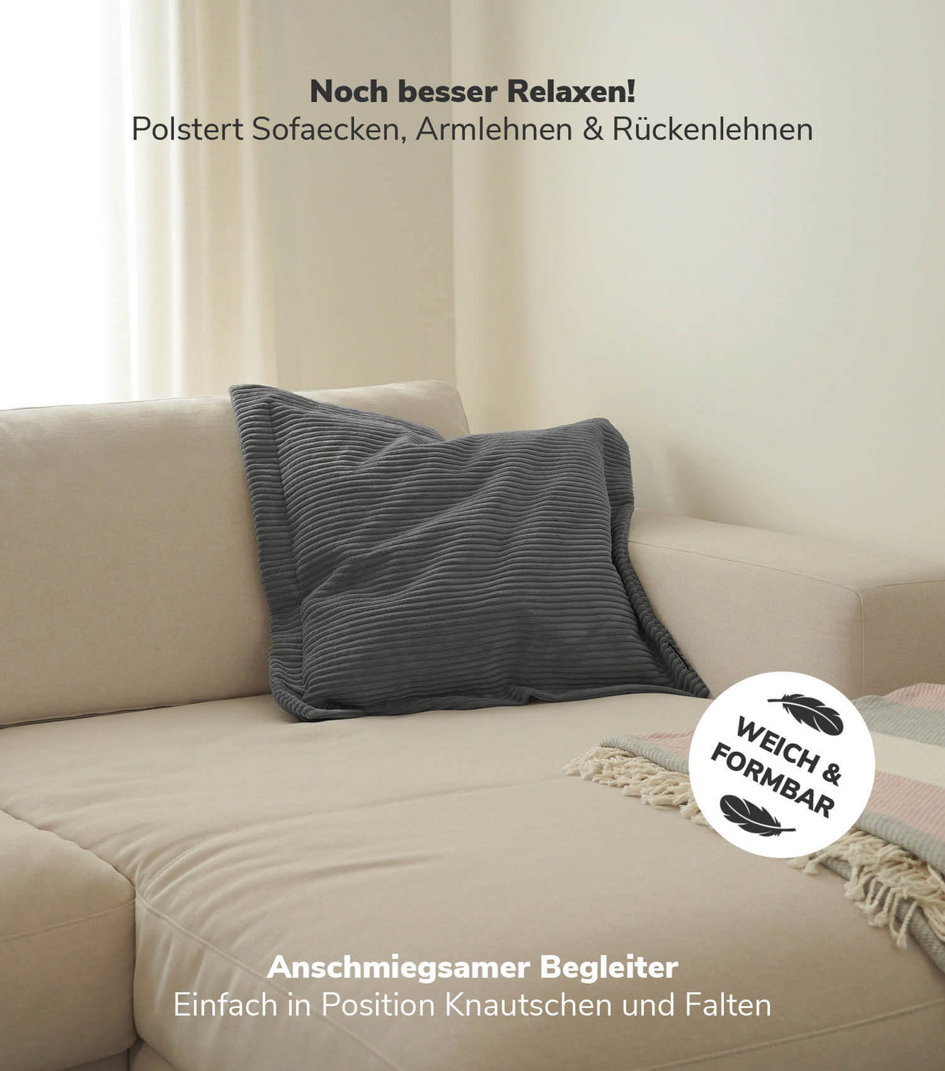 B-Ware Mokebo Sofakissen Cord 'Das Wölkchen' Kissen Couchkissen Sofakissen - 4262436123487