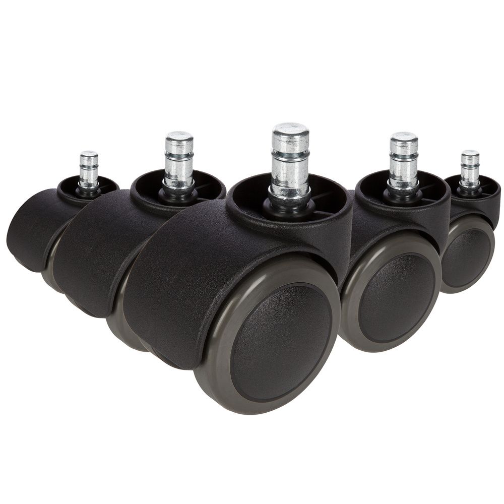 hjh OFFICE 5x ROLO 10mm/50mm Hartböden Stuhlrollen Schwarz Rollen Drehstuhl Büro - 4260182540008