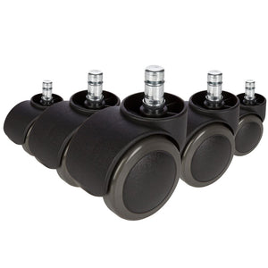 B-Ware hjh OFFICE 5x ROLO 10mm/50mm Hartböden Stuhlrollen Schwarz Rollen Drehstuhl Büro