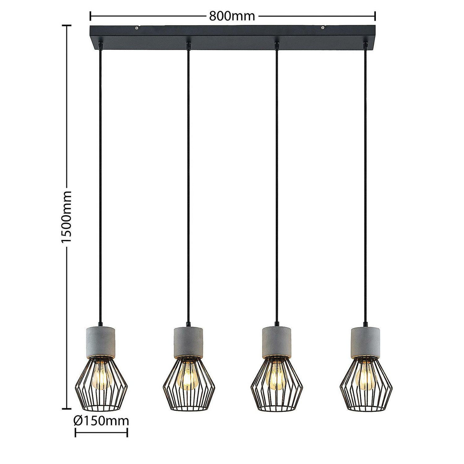 Lindby Tamalin Pendelleuchte Pendelleuchte Lampe Beton 4 Flammig E27 Schwarz Gra B-Ware - 4251911705942