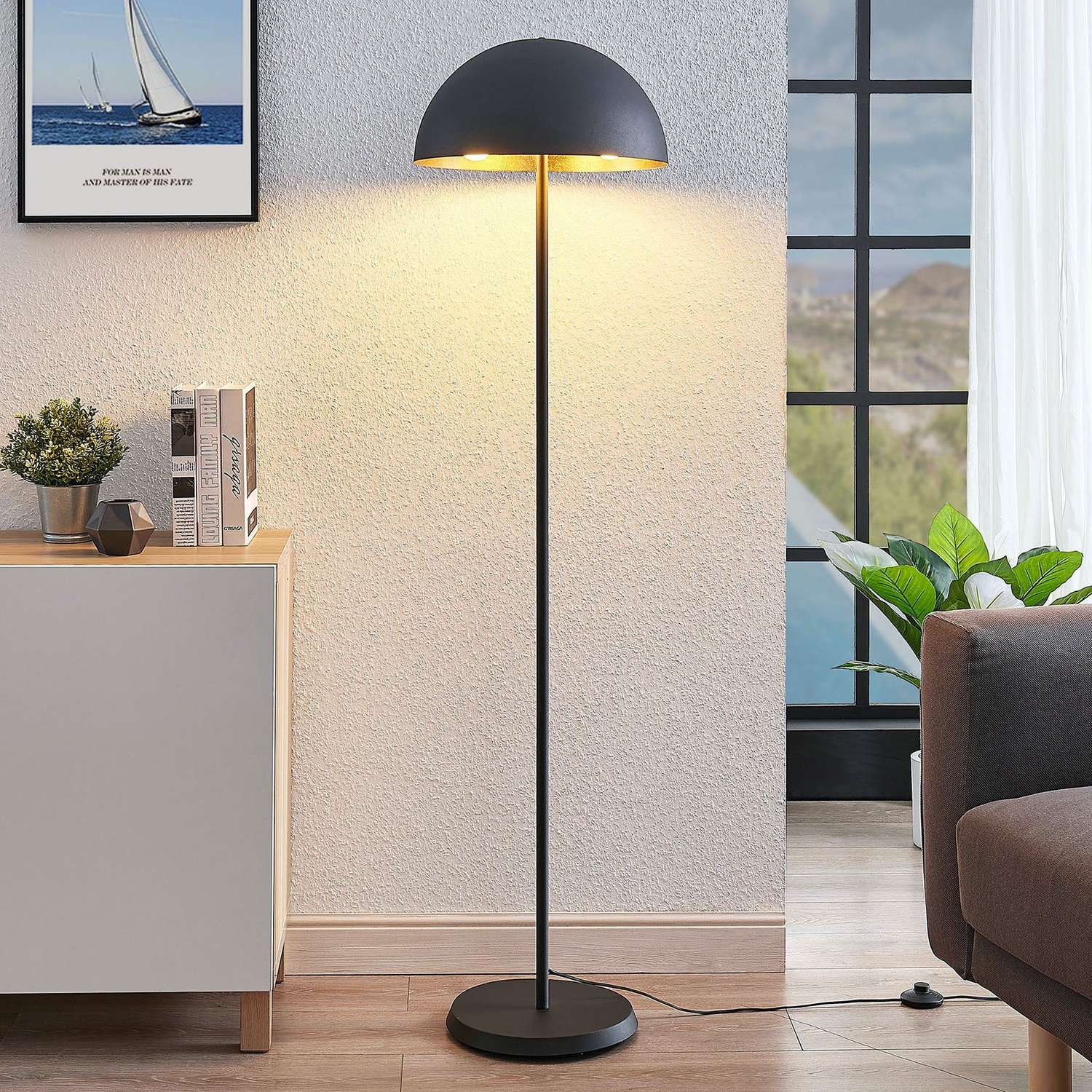 Lindby Stehleuchte Idalene Aus Metall Stehlampe Leuchte Lampe Ip20 Schwarz Gold  B-Ware