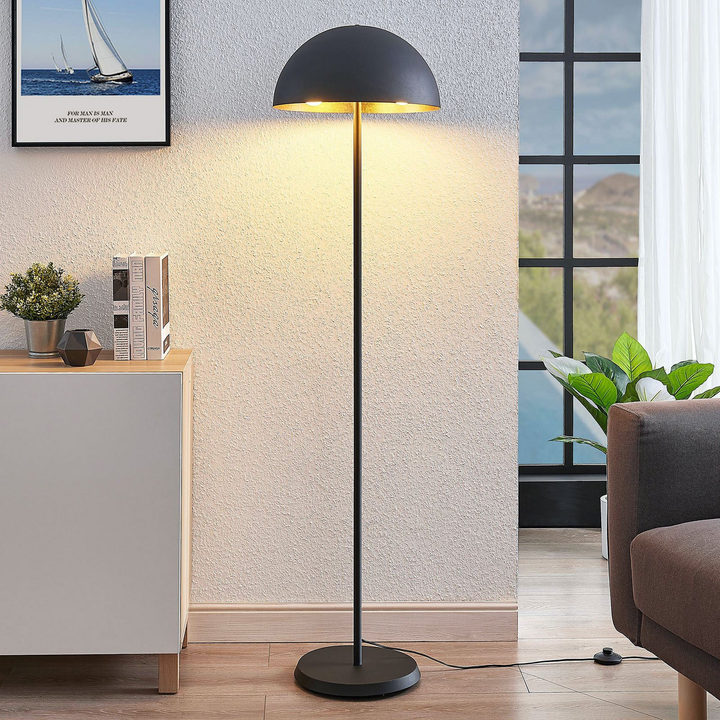 Lindby Stehleuchte Idalene aus Metall Stehlampe Leuchte Lampe IP20 schwarz-gold