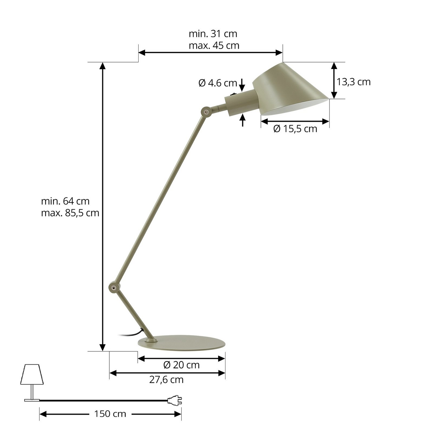B-Ware Lindby Tischleuchte Corali Tischlampe Tischlicht Lampe Hellgrün Metall Höhe 64cm