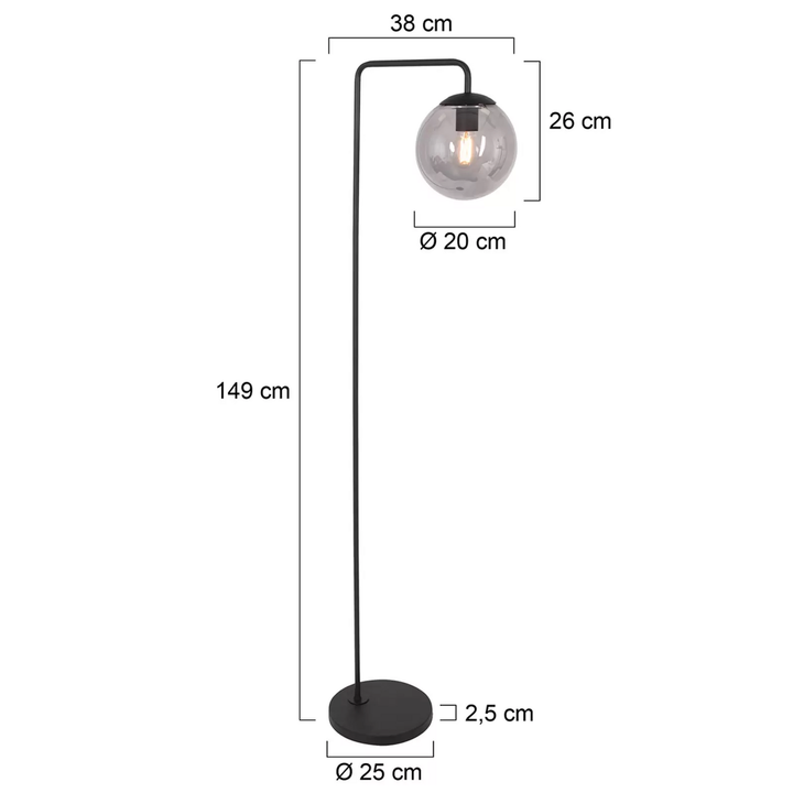 Steinhauer Stehleuchte Bollique Rauchglas-Schirm Stehlampe Lampe Leuchte Spot