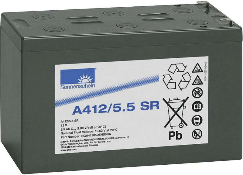 Gnb Sonnenschein Bleiakku 12 V 5.5 Ah Blei Gel Bx Hx T 152x98x66mm Flachstecker 6.3  B-Ware - 2050001755544
