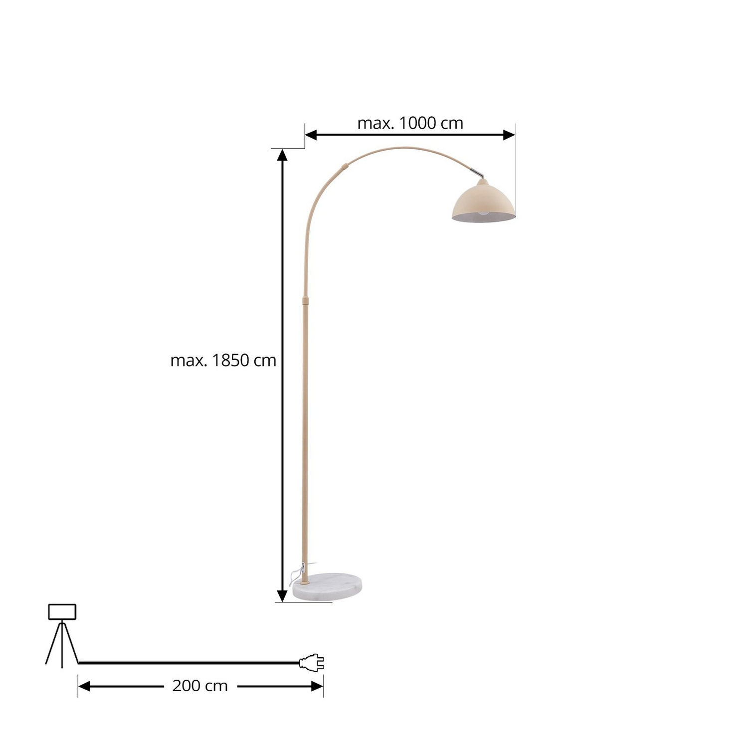 Lindby Stehlampe Tonka Beige Metall Marmor 180 Cm E27 Stehleuchte Lampe Leuc659 B-Ware