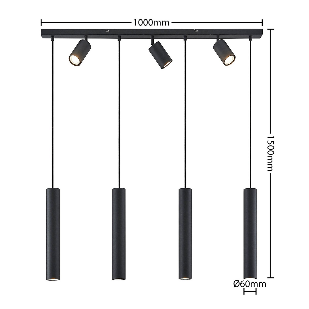 Lindby Sanad Hängeleuchte Hängeleuchte Lampe Leuchte Schwarz 7 Flammig Längl501 B-Ware - 4251911702897