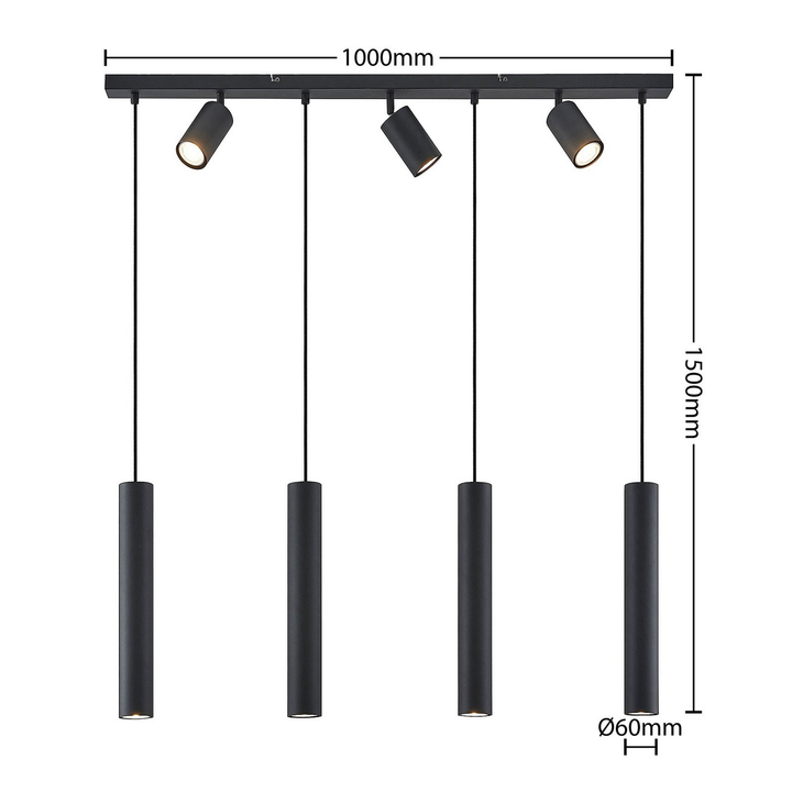 Lindby Sanad Hängeleuchte Hängeleuchte Lampe Leuchte Schwarz 7 Flammig Längl501 B-Ware - 4251911702897