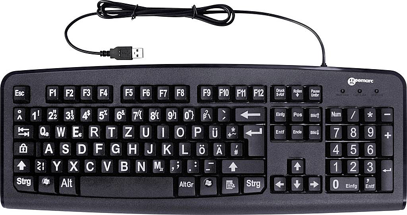 Geemarc Kbsv3 Blk Ge Usb Tastatur Qwertz, Windows Schwarz Extragroße Tasten B-Ware
