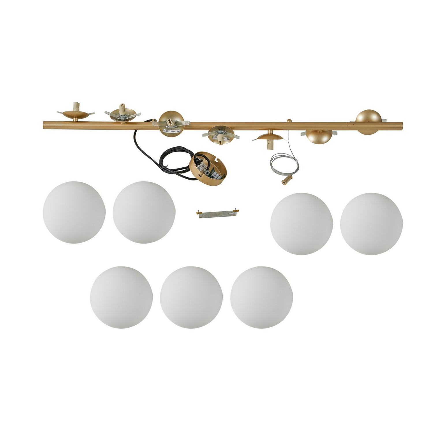 B-Ware Lucande Hängeleuchte Isandro Gold Opal 7 Flammig Deckenlampe Deckenleuchte S877