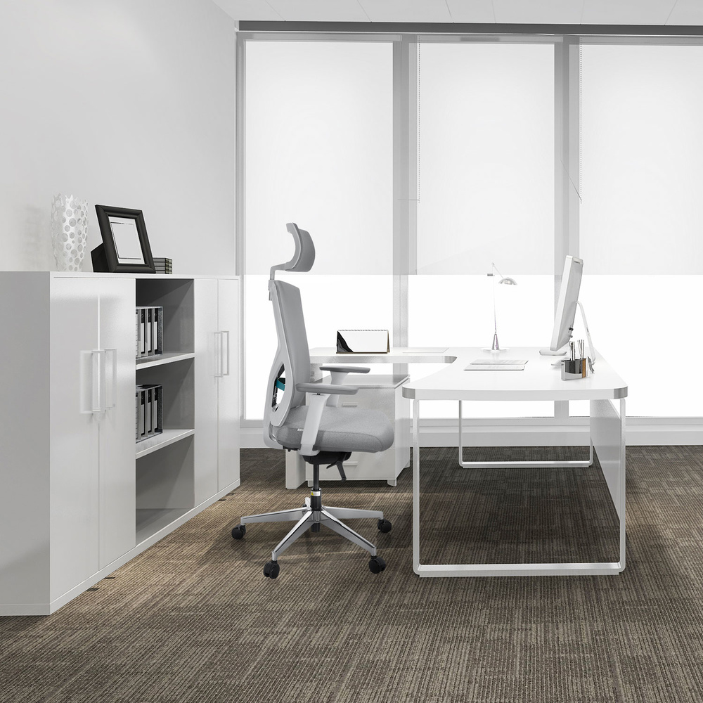 hjh OFFICE Bürostuhl Drehstuhl Stuhl Stoff grau Armlehnen höhenverstellbar