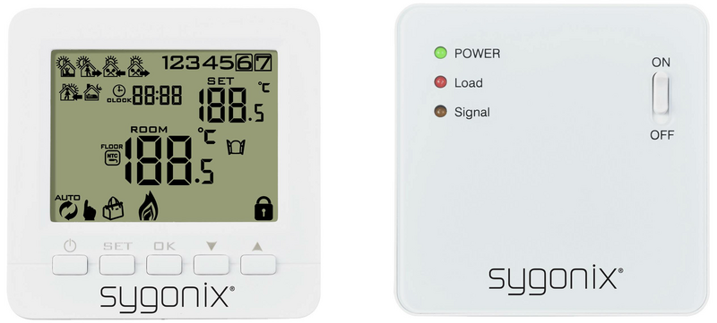 Sygonix Funk-Raumthermostat Thermostat Aufputz Wochenprogramm 1 bis 70 °C wei947