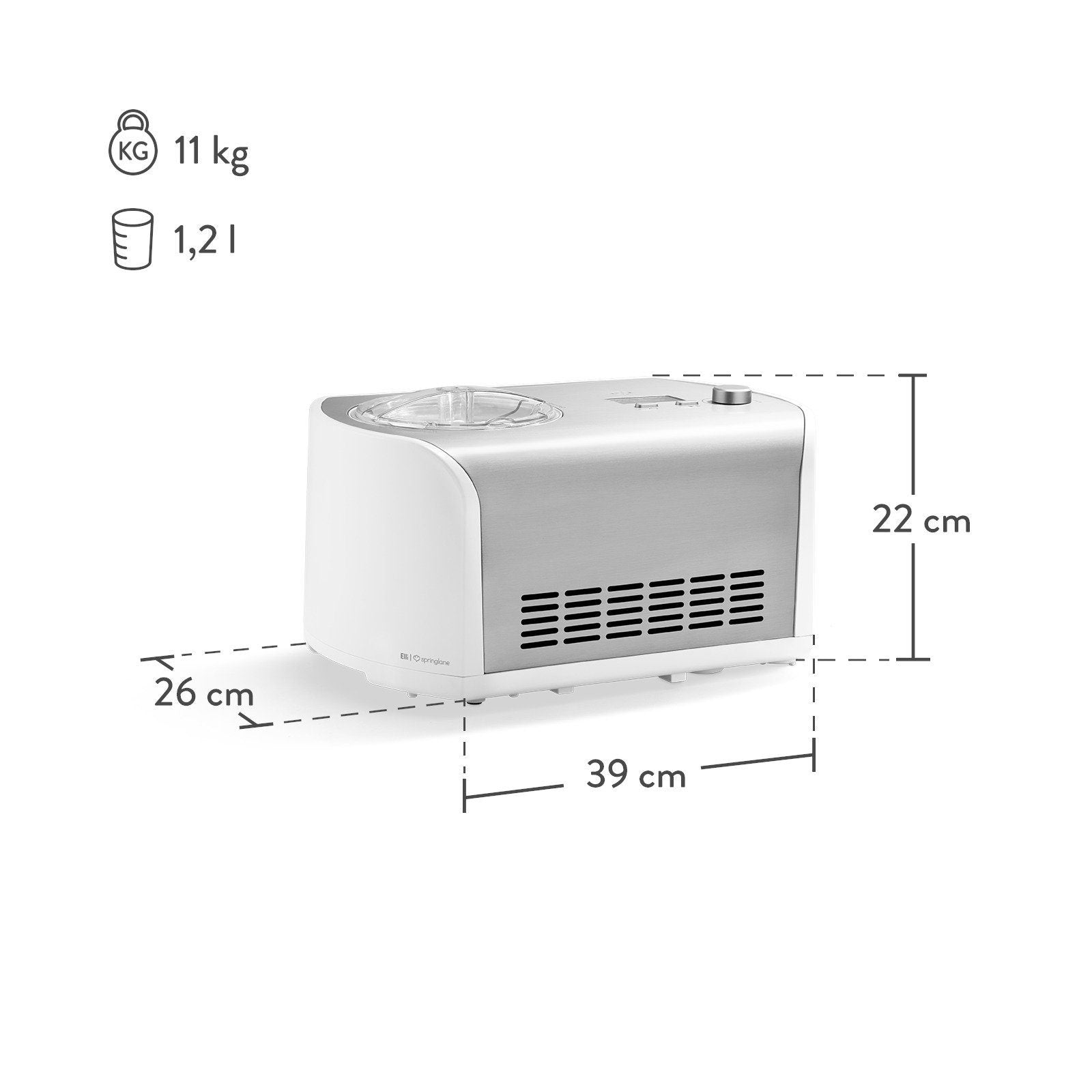 Springlane Eismaschine Elli Kompressor 1,2 l Edelstahl Eiscremebereiter 1356938 - 4056499027796