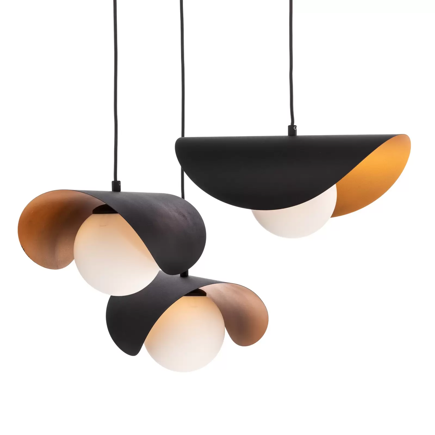 B-Ware Hängelampe Vatoz 6142 3fl Rondell Schwarz Opalglas Hängeleuchte Leuchte Lampe