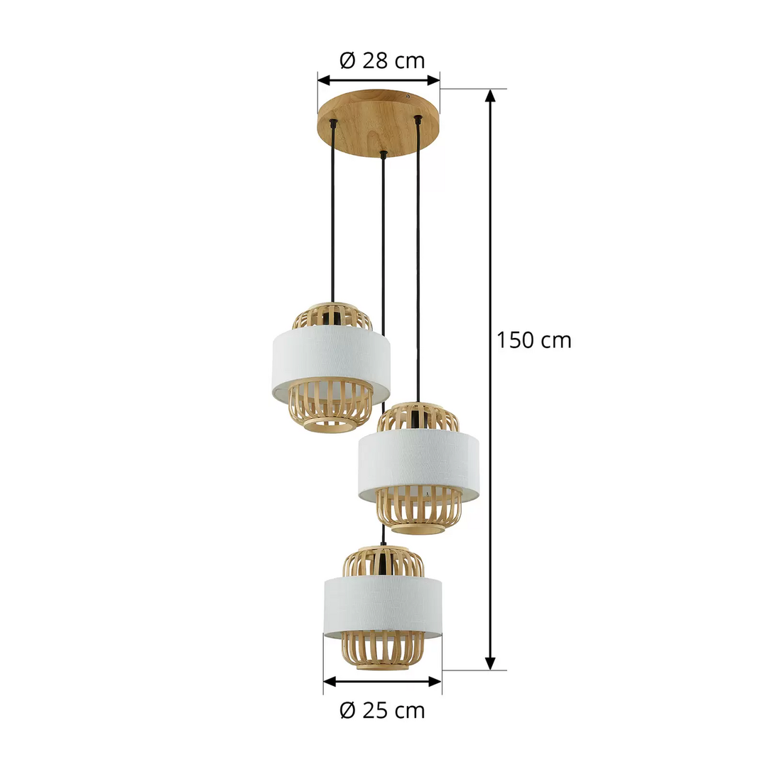 Lindby Louella Hängeleuchte Bambus Rondell Leuchte Lampe Pendelleuchte