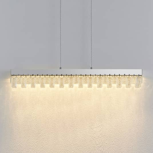 Suspension LED Lucande Bayano avec cristaux, lampe suspendue, luminaire 
