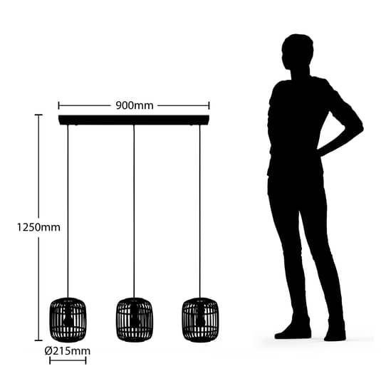 B-Ware Lindby Canyana Pendelleuchte Hängeleuchte Deckenlampe Lampe Schwarz Dreiflammig