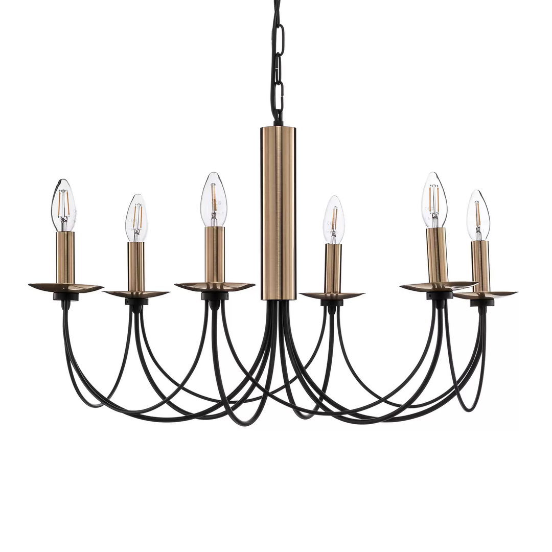 Kronleuchter Dofa Messing Antik/Schwarz Deckenlampe Deckenleuchte Lampe Leuchte B-Ware