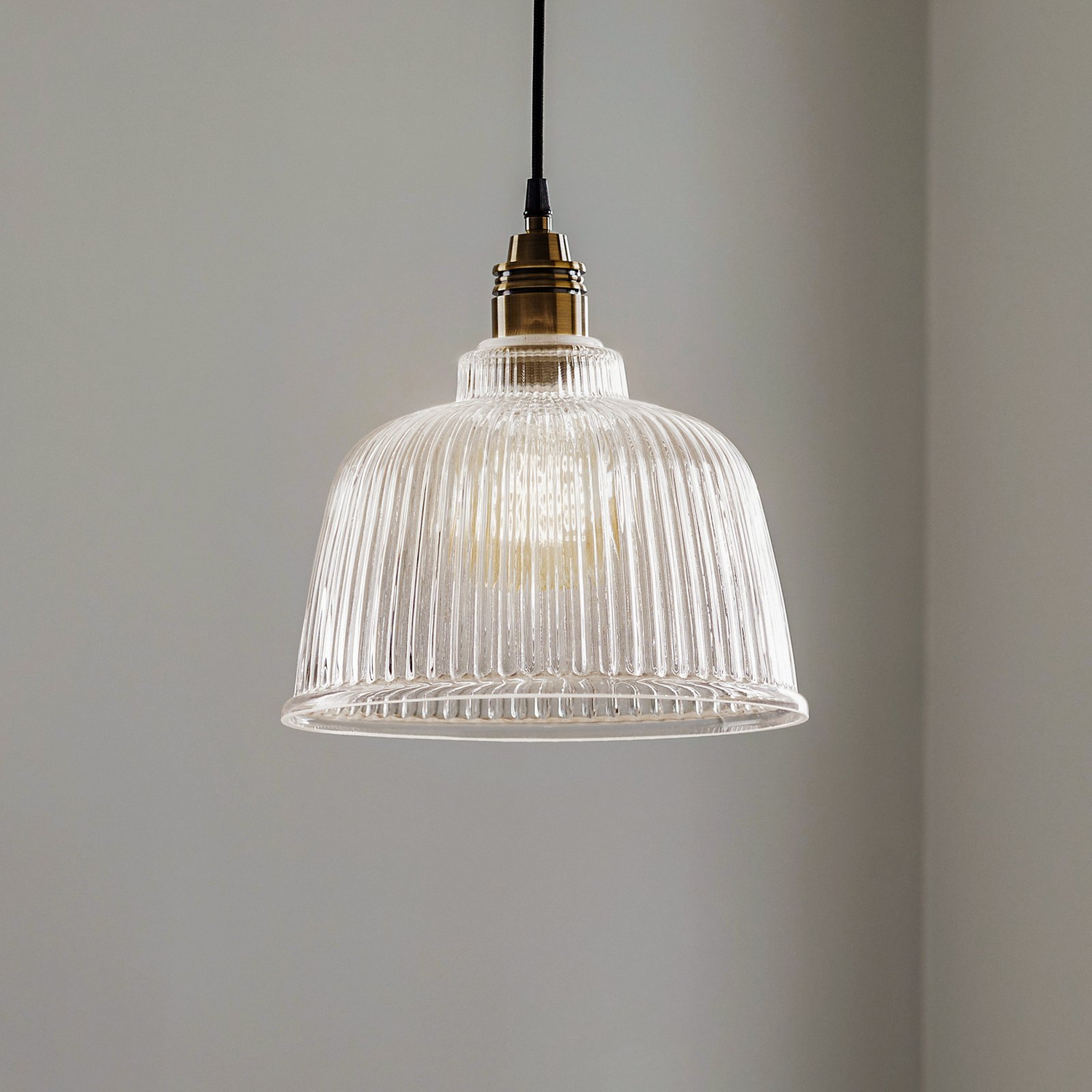 Euluna Hängeleuchte Leana, Glas Klar Altmessing Hängelampe Lampe Leuchte Spot B-Ware