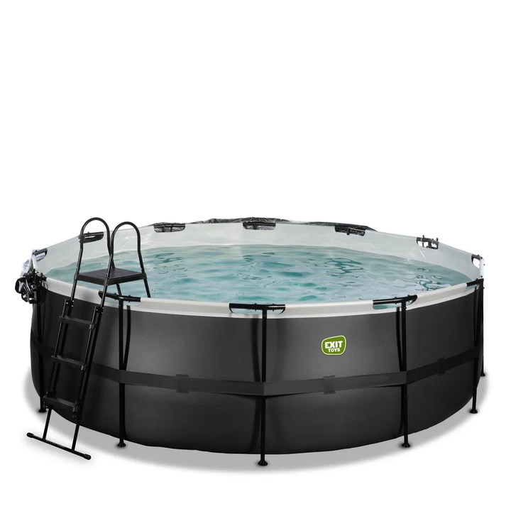 EXIT Aufstellpool Framepool-Set BlackLeather Style rund Ø 427 x 122 cm Pool159