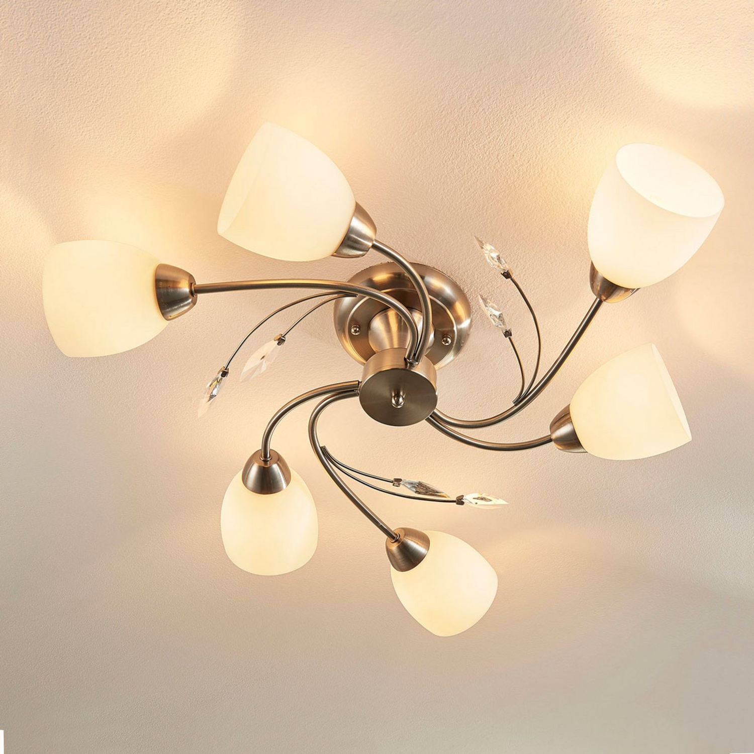 Plafonnier Lindby à six lumières de qualité B, Tatas, IP20 E14 40 W690