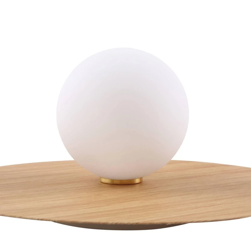B-Ware Lindby Wandleuchte Zain Wandlampe Leuchte Lampe Holzfarben Weiß Glas ø 33 Cm G9