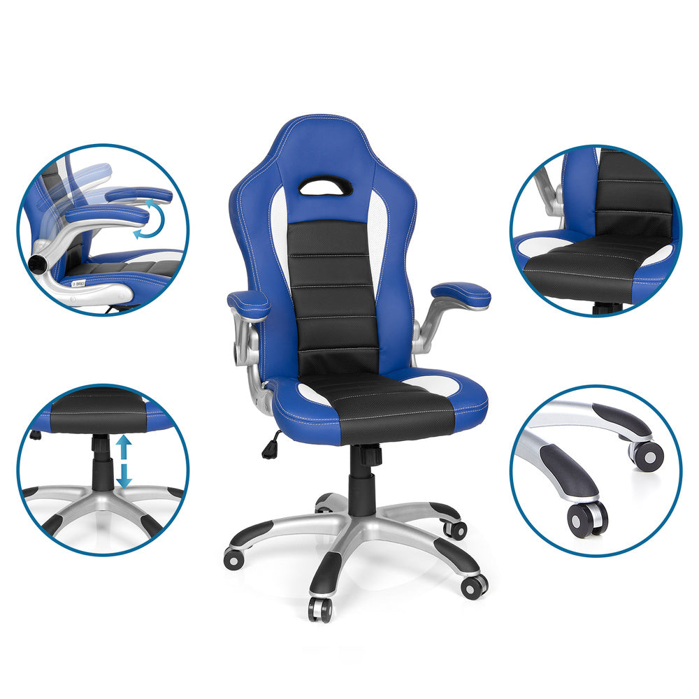 hjh OFFICE Gaming Stuhl Bürostuhl GAME SPORT blau schwarz SIEHE TEXT/FOTO - 4251084642648