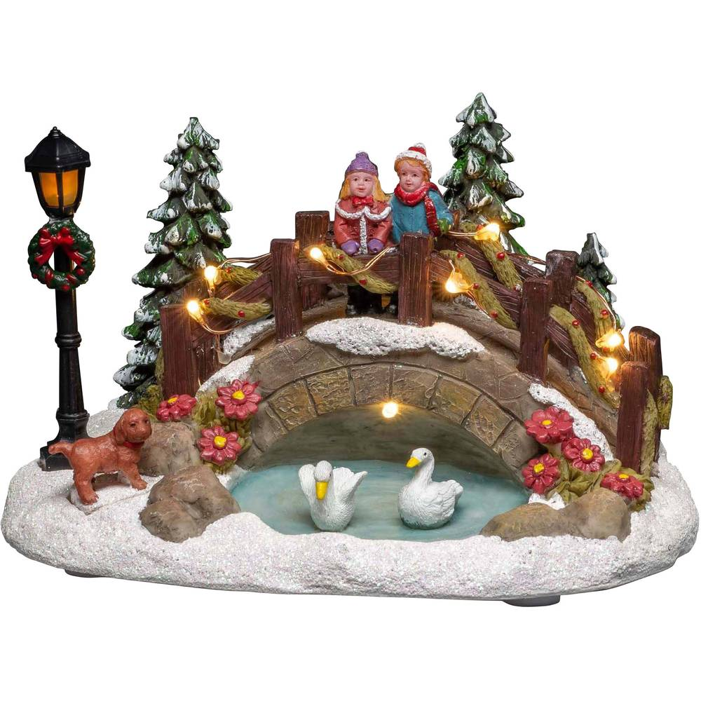 B-Ware Konstsmide 4204 000 Led Szenerie Teich Mit Brücke Weihnachten Led Bunt Schalter