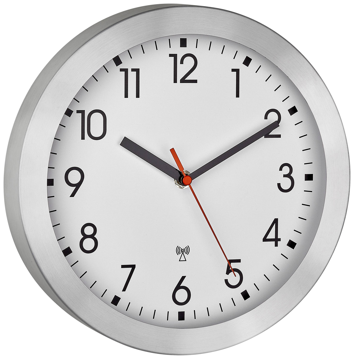 Tfa Dostmann Funk Wanduhr Funkuhr Uhr Dekouhr 25 Cm X 4 Cm Aluminium Gebürstet   B-Ware