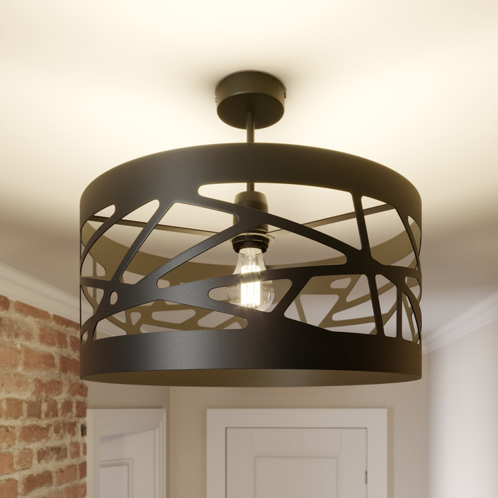 Euluna Deckenlampe Modul Deko Deckenlampe E27 Frez Musterschirm ø 39cm Schwarz B-Ware