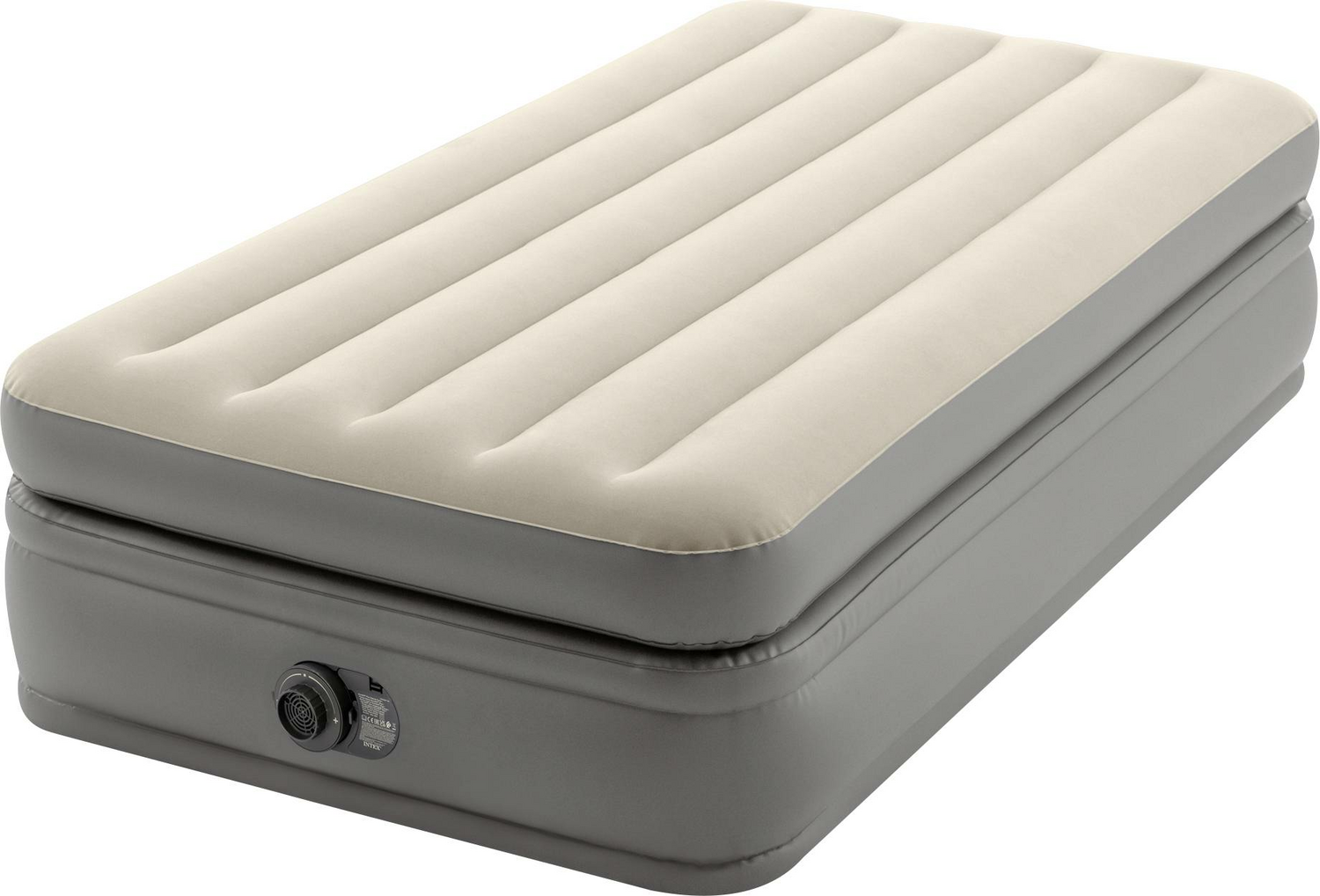 Matelas gonflable surélevé Intex TWIN Comfort 220-240V, pompe interne, beige et marron