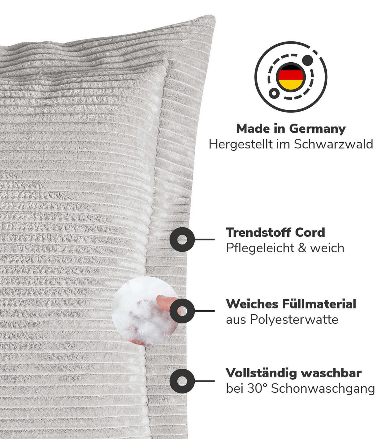 B-Ware Mokebo Sofakissen Aus Cord 'Das Wölkchen' Kissen Couchkissen Dekokissen - 4262436123470