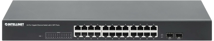 Intellinet 24-Port Gigabit Ethernet Switch 2 SFP-Ports 19 Zoll Netzwerk-Switch
