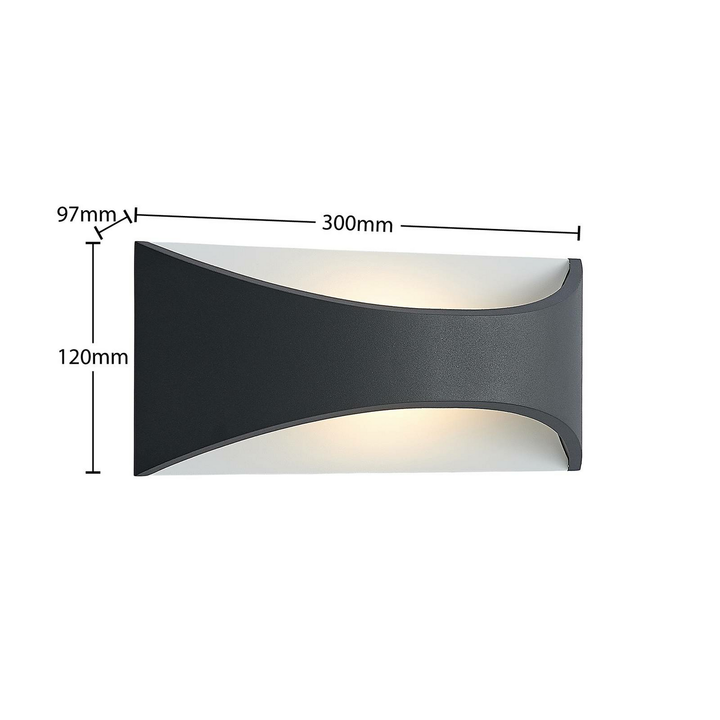 Lindby Mathea LED-Außenwandleuchte AußenWandleuchte Außenlampe Wandleuchte 30cm