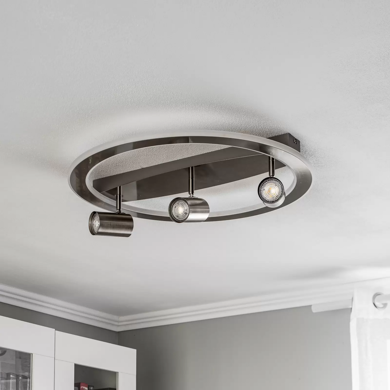 Lindby Deckenleuchte Lampe Led Nickel Berisha Wohnzimmer Esszimmer Küche