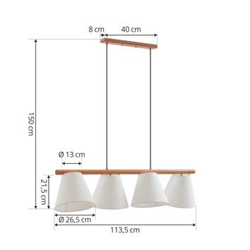 Lucande Jinda Hängeleuchte Hängelampe Deckenlampe Leuchte Lampe Holz Stoff Weiß B-Ware - 4251911756920
