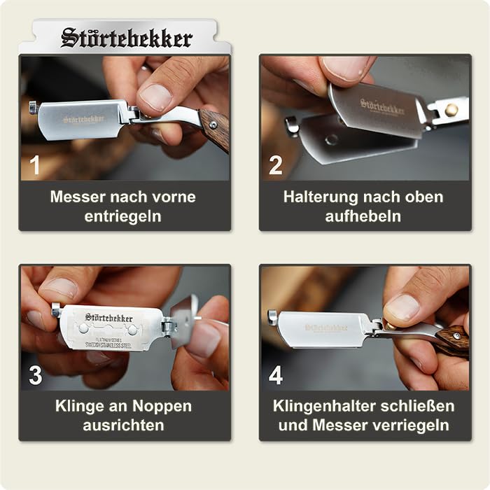 Störtebekker Rasiermesser Rasierer Bartrasierer inkl 10 Klingen Echtleder E153 - 4260554490085