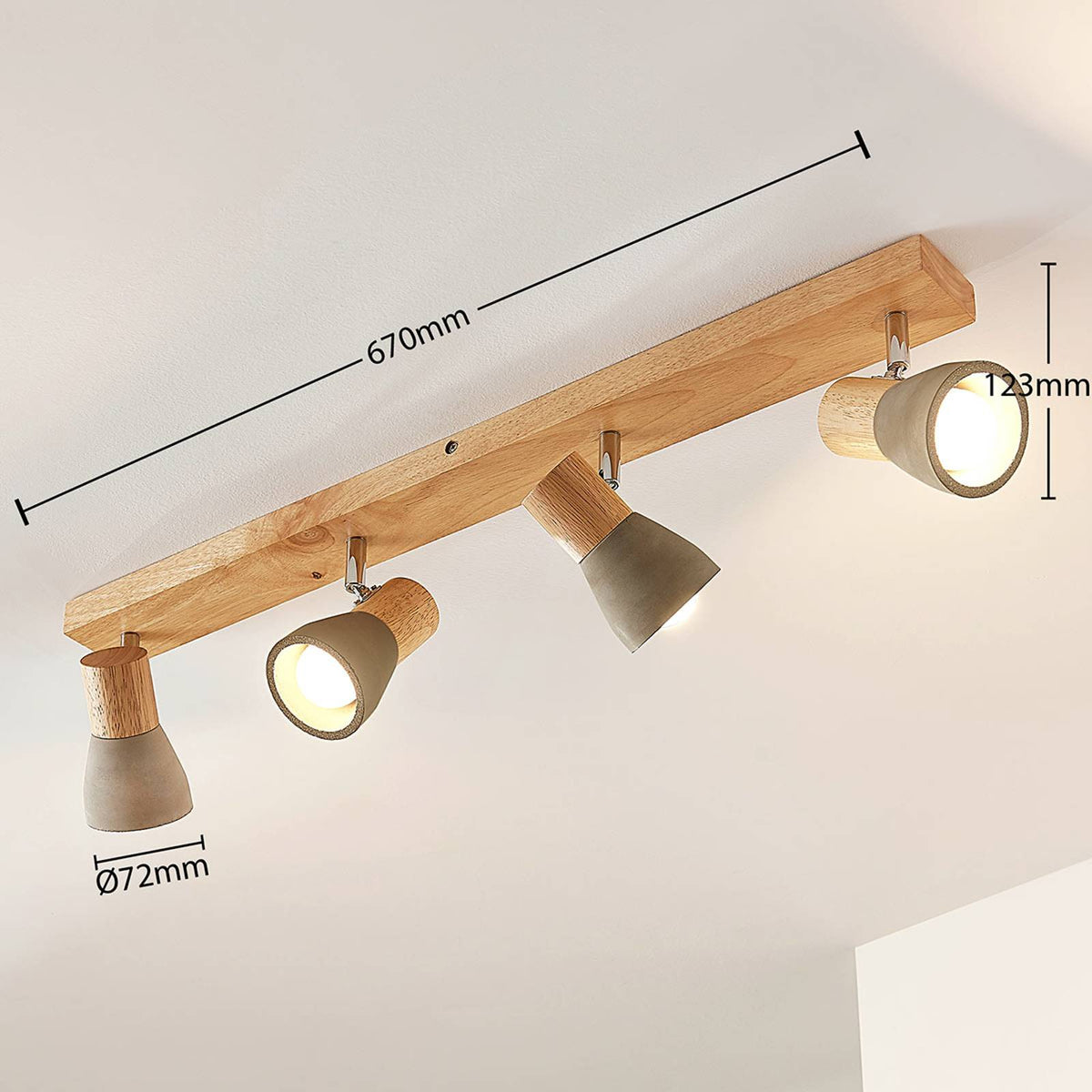 Lindby Deckenlampe Deckenleuchte Filiz Holz Beton E14 Strahler Hauptbeleuchtung - 4251096548846