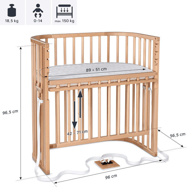 B-Ware Babybay Boxspring Beistellbett Comfort Plus Babybett Stillbett Bett Kinderbett