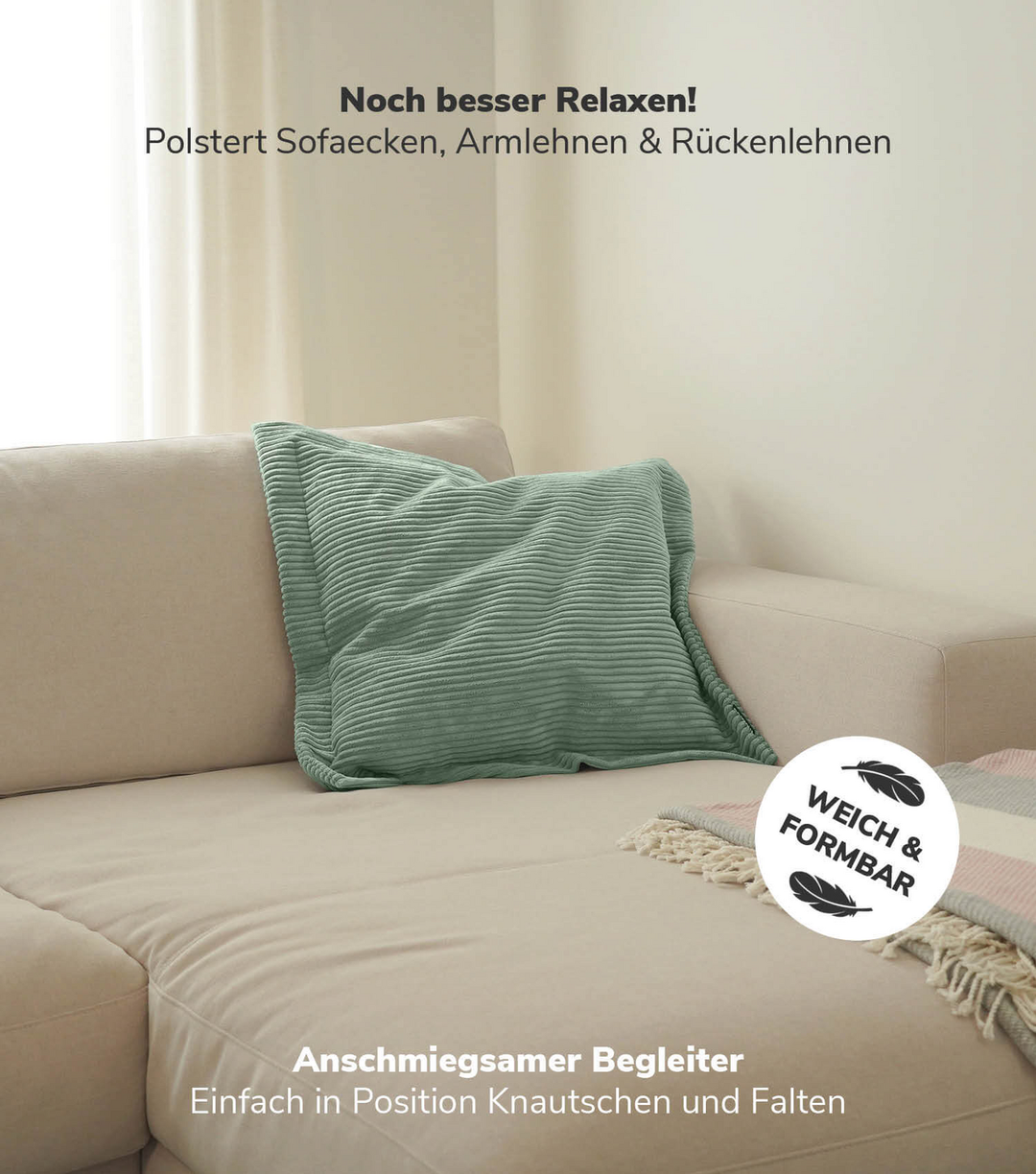 Mokebo Sofakissen Cord 'Das Wölkchen' Couchkissen Flatterkissen Dekokissen Grün B-Ware - 4262436123494