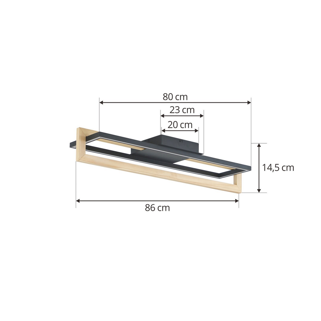 Lindby LED-Deckenleuchte Holamu Deckenlampe Deckenlicht Leuchte Lampe 80 cm Holz