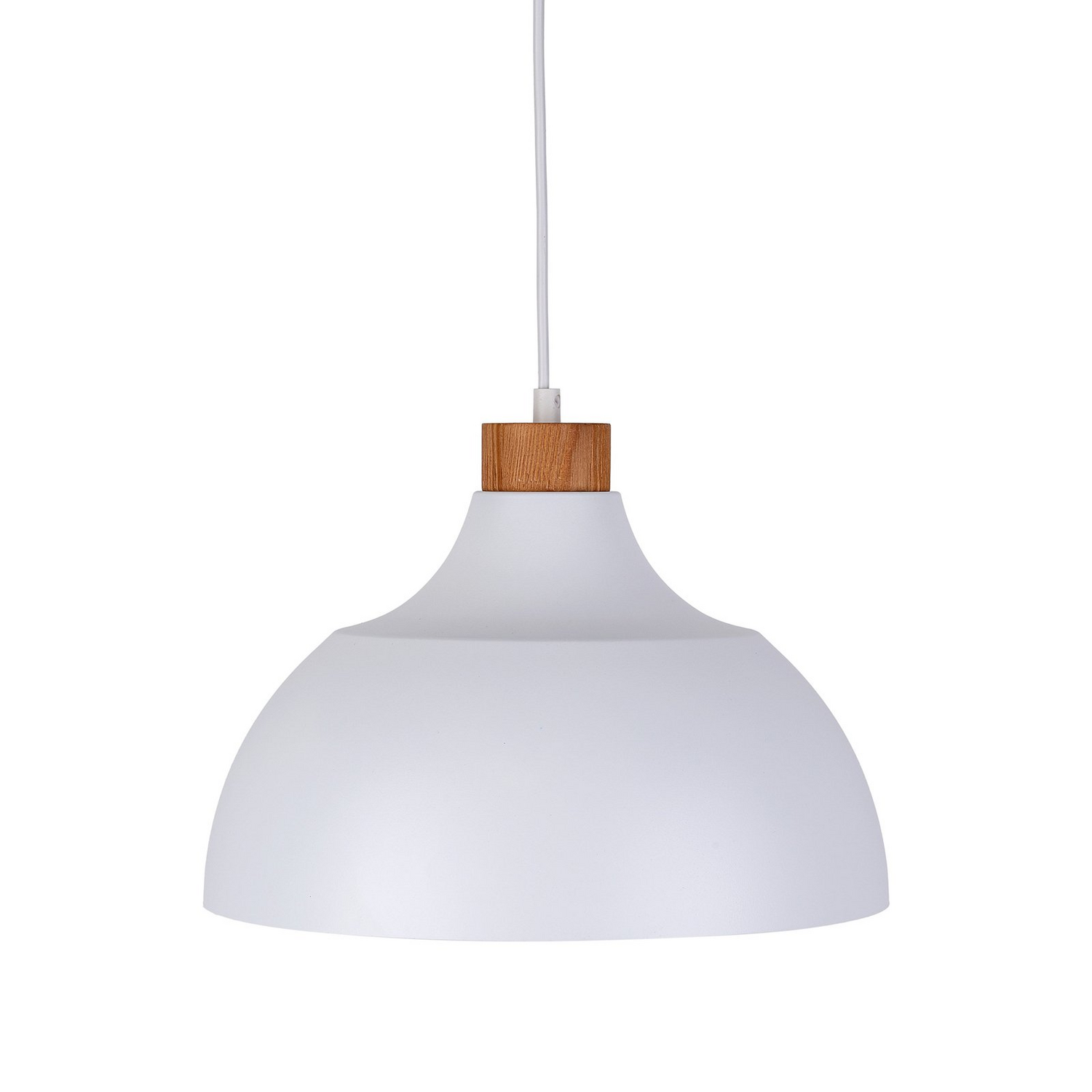 B-Ware Envostar Hängeleuchte Kaitt Holzdetail ø 34 Cm Weiß Hängelampe Lampe Leuchte