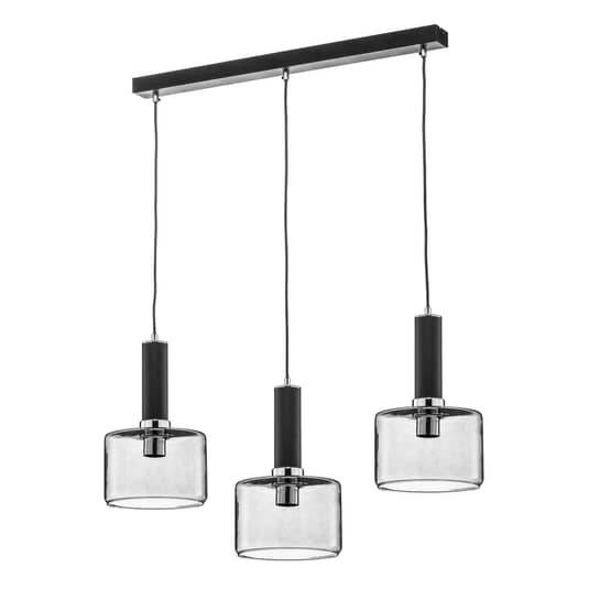 Euluna Hängeleuchte Hängeleuchte Lampe Leuchte Viva rauch/schwarz/chrom 3-flammi