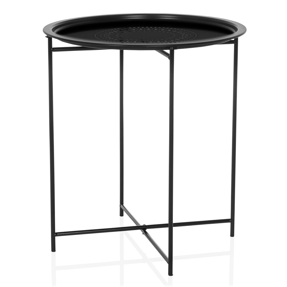 hjh LIVING Beistelltisch ALLRUND Sofatisch schwarz Klapptisch stabil und modern - 4064323037859