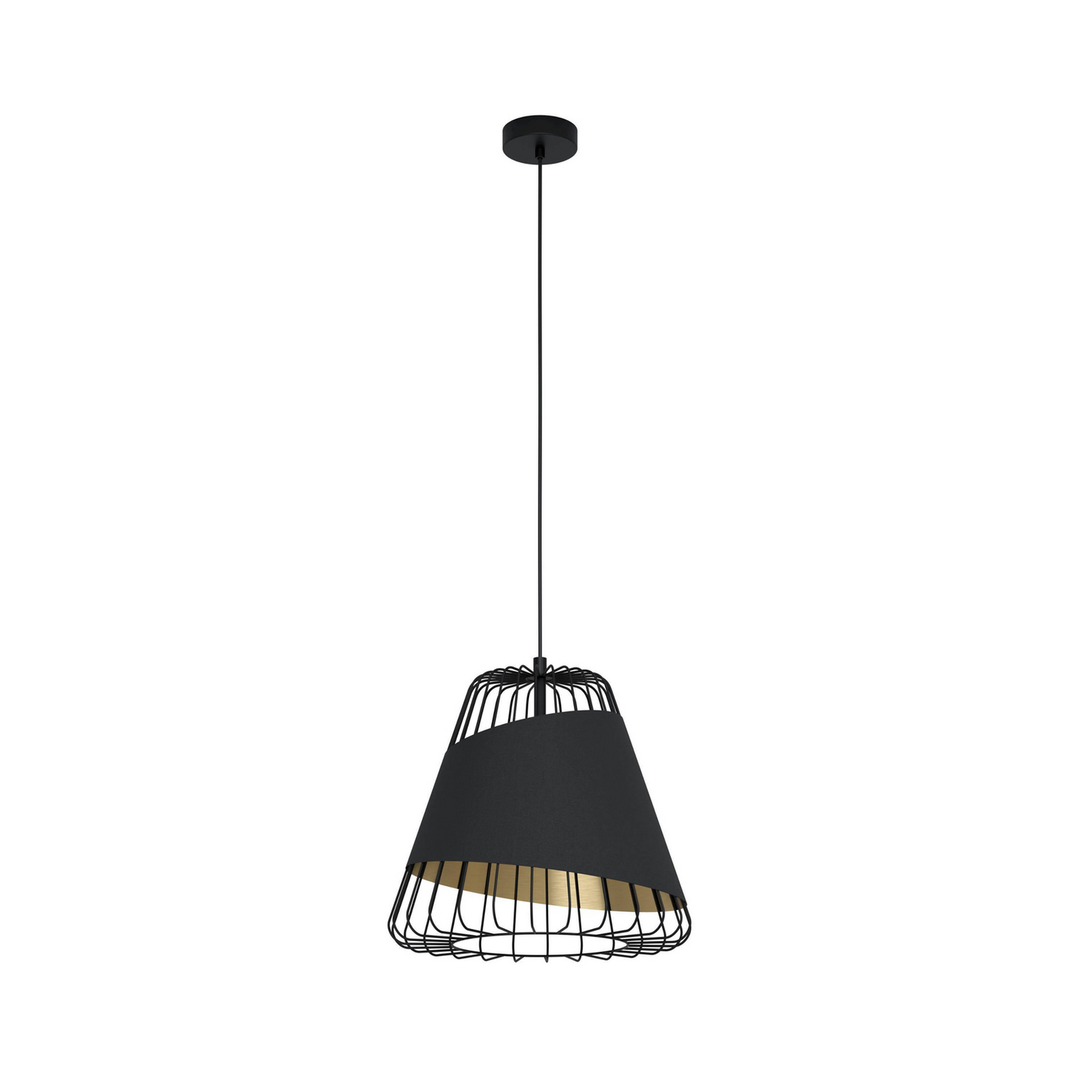 Eglo Pendellampe Austell Ø 43 cm schwarz gold Metall Stoff Pendelleuchte Lampe