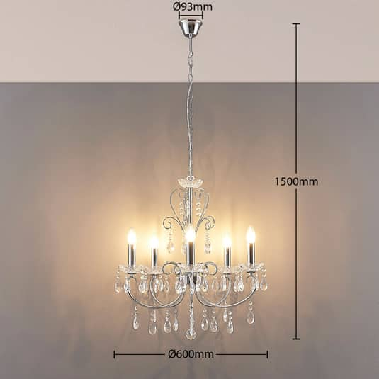 Lucande Kronleuchter Deckenlampe Deckenleuchte Solveig Mit Kristallen 5 Fl Ch103 B-Ware