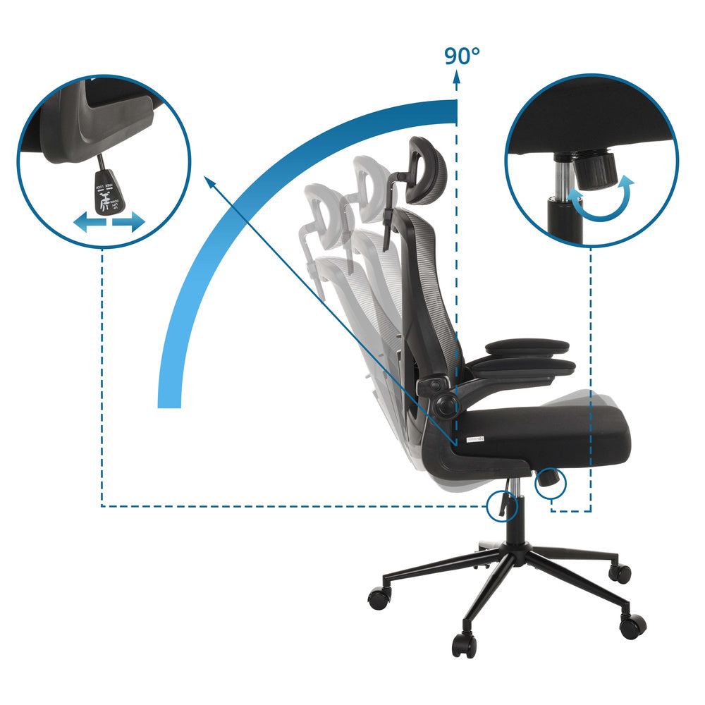 hjh OFFICE Chefsessel ARIGANO Bürostuhl mit Wippmechanik und Kopfstütze schwarz - 4064323036333