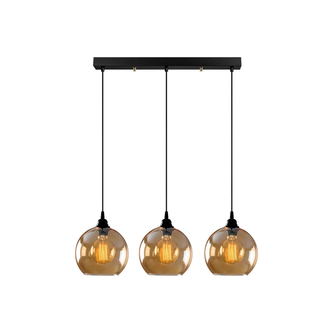 Opviq Hängelampe Gold 022 Hängeleuchte Leuchte Lampe 3 Flammig Linear Glas ø20cm B-Ware - 8682870091184